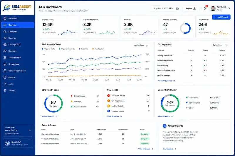 SEO Management Dashboard